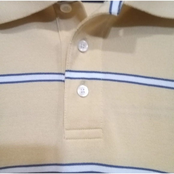Roundtree & Yorke Polo Shirt Men 2XT 100% Cotton Yellow Stripped Short Sleeve - Picture 4 of 5